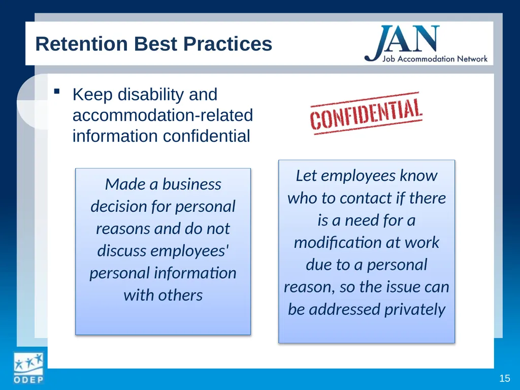 1 Retaining Employees with Disabilities Disability - slide 15 of 16