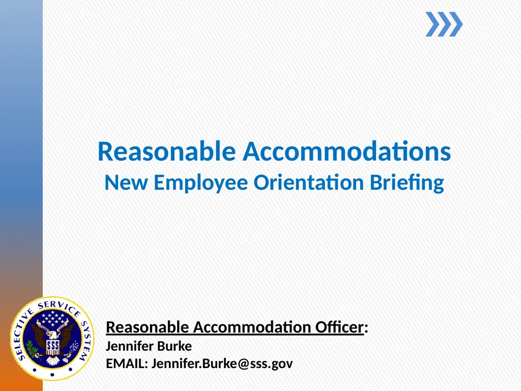 Reasonable Accommodations New Employee Orientation - slide 1 of 12