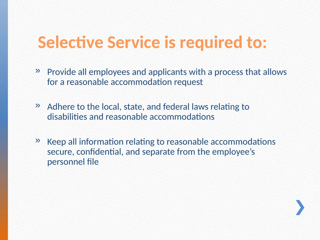 Reasonable Accommodations New Employee Orientation - slide 7 of 12