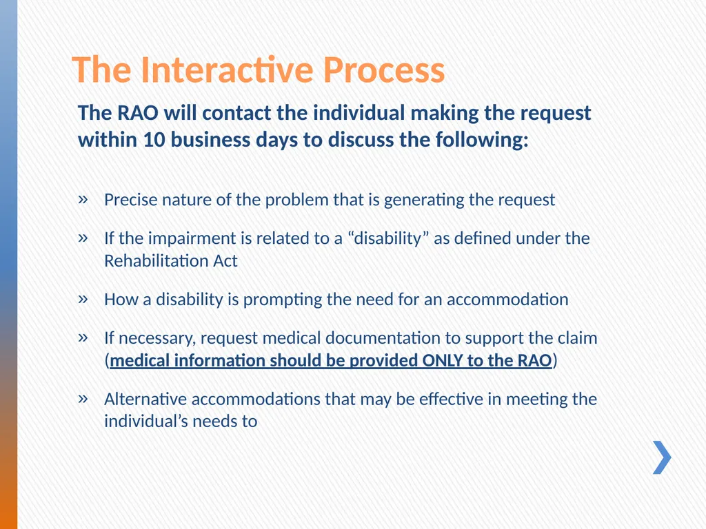 Reasonable Accommodations New Employee Orientation - slide 11 of 12