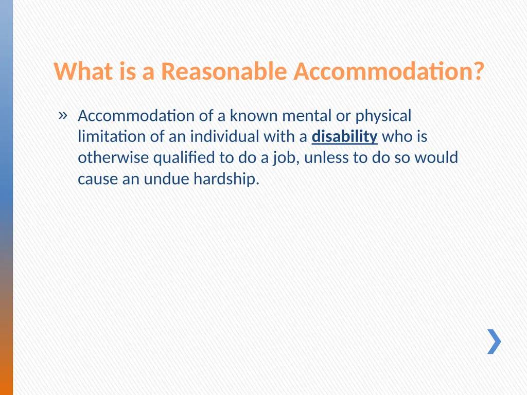 Reasonable Accommodations New Employee Orientation - slide 4 of 12