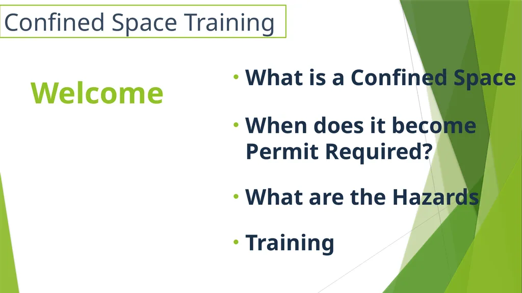 Confined Space Training Confined Space Training - slide 3 of 47