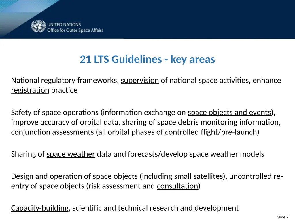 The long-term sustainability of outer space - slide 7 of 9