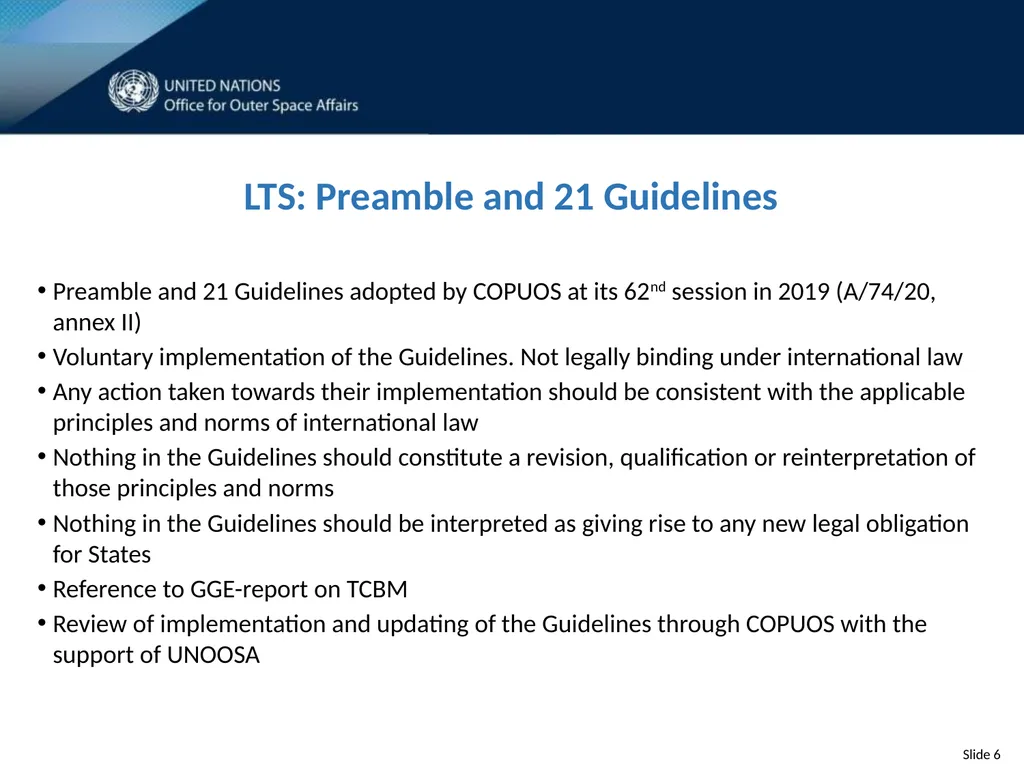The long-term sustainability of outer space - slide 6 of 9
