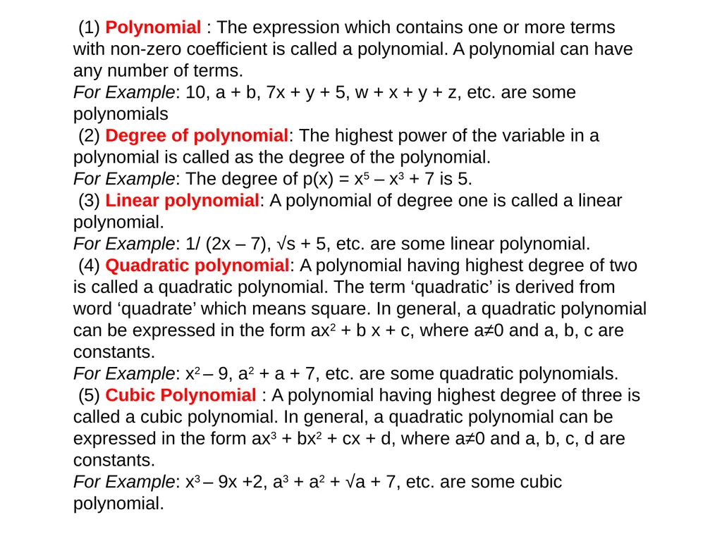 CHAPTER 2 POLYNOMIALS (1) Polynomial : The - slide 2 of 17