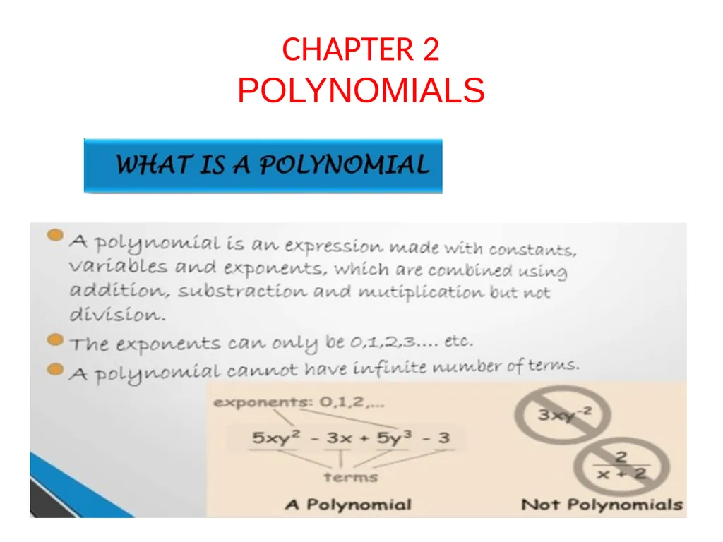 CHAPTER 2 POLYNOMIALS (1) Polynomial : The - slide 1 of 17