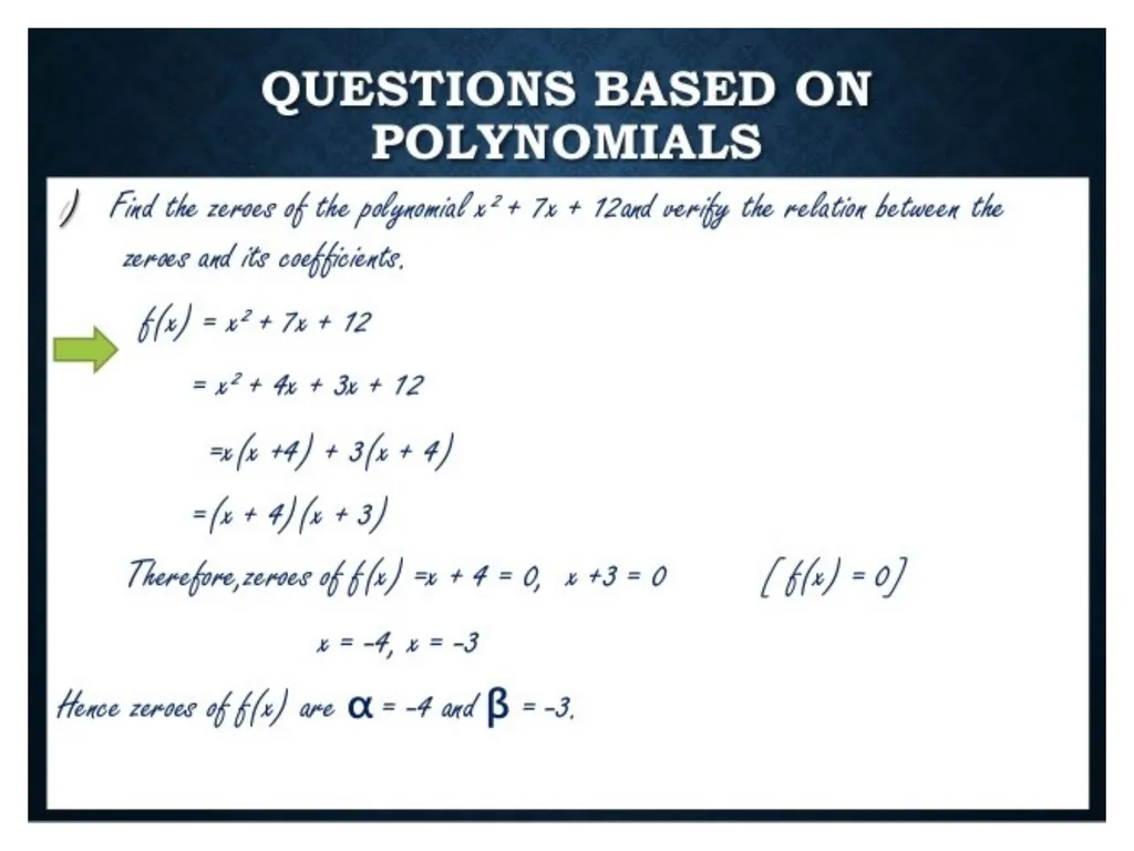 CHAPTER 2 POLYNOMIALS (1) Polynomial : The - slide 12 of 17