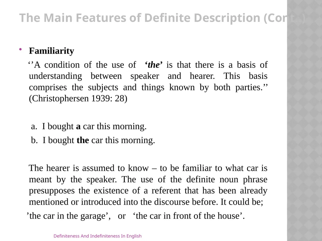 Definiteness And Indefiniteness In English Assist - slide 6 of 16