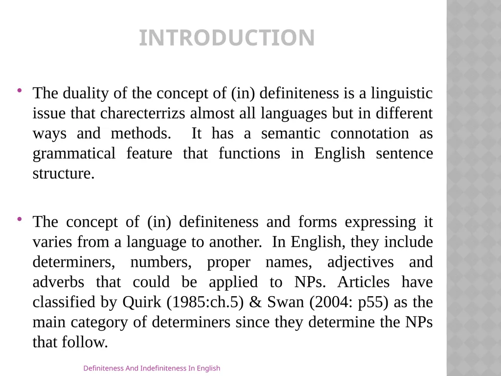 Definiteness And Indefiniteness In English Assist - slide 3 of 16