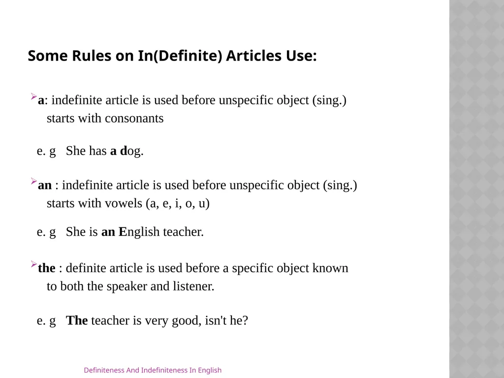 Definiteness And Indefiniteness In English Assist - slide 10 of 16