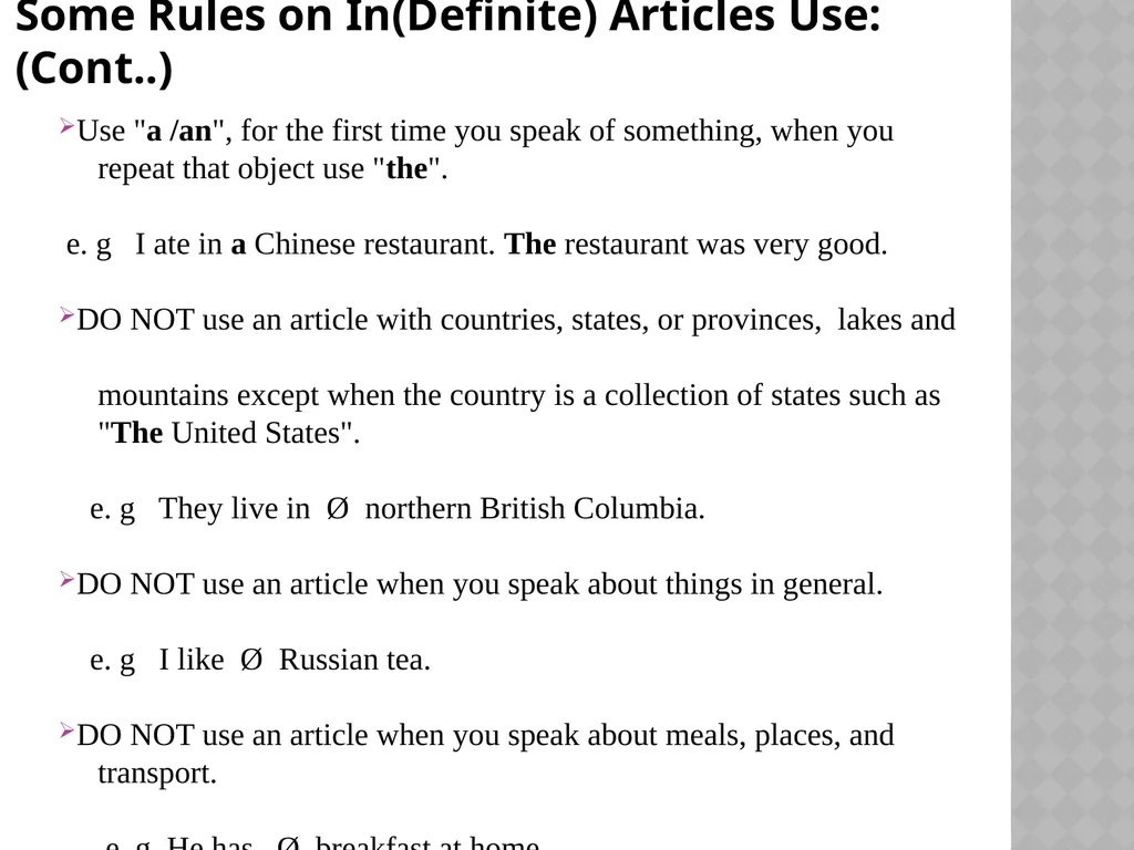 Definiteness And Indefiniteness In English Assist - slide 11 of 16