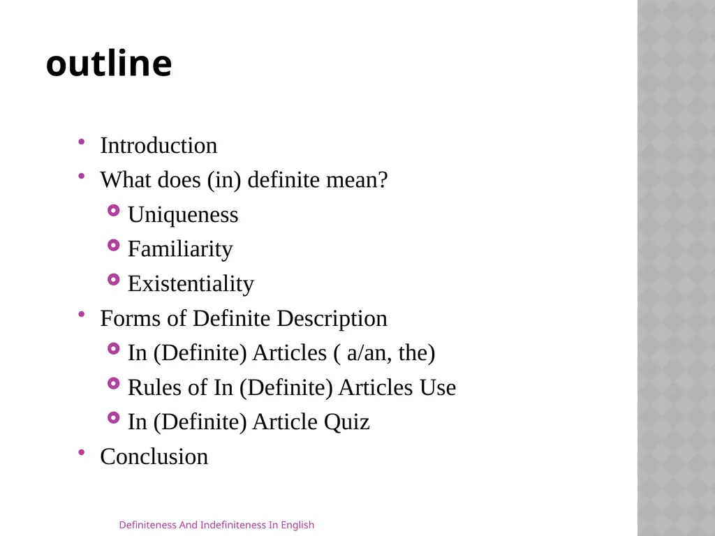 Definiteness And Indefiniteness In English Assist - slide 2 of 16