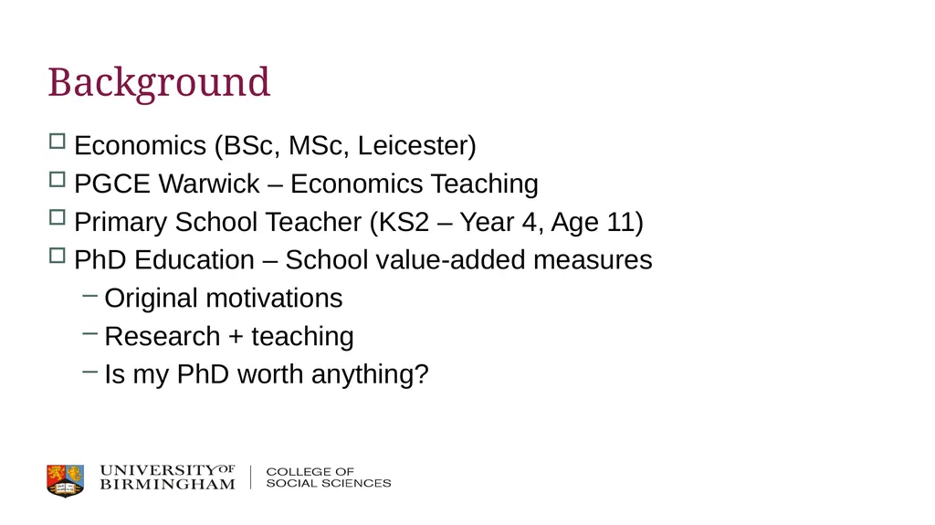 Post-PhD Jobs, Academia, etc. Dr Thomas Perry - slide 3 of 17
