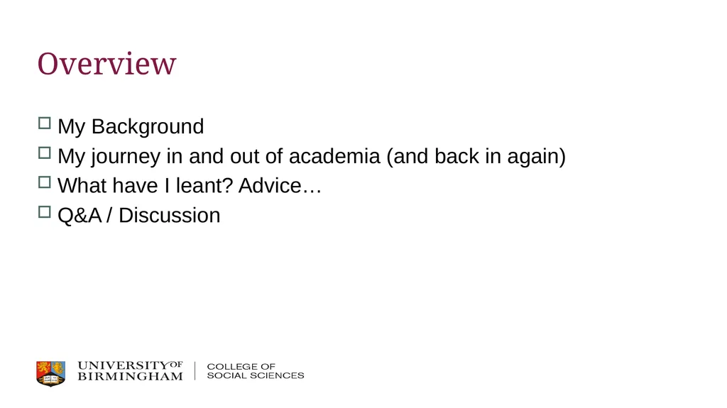 Post-PhD Jobs, Academia, etc. Dr Thomas Perry - slide 2 of 17