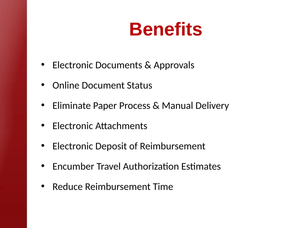 eTravel Authorization / Reimbursement Overview - slide 2 of 27