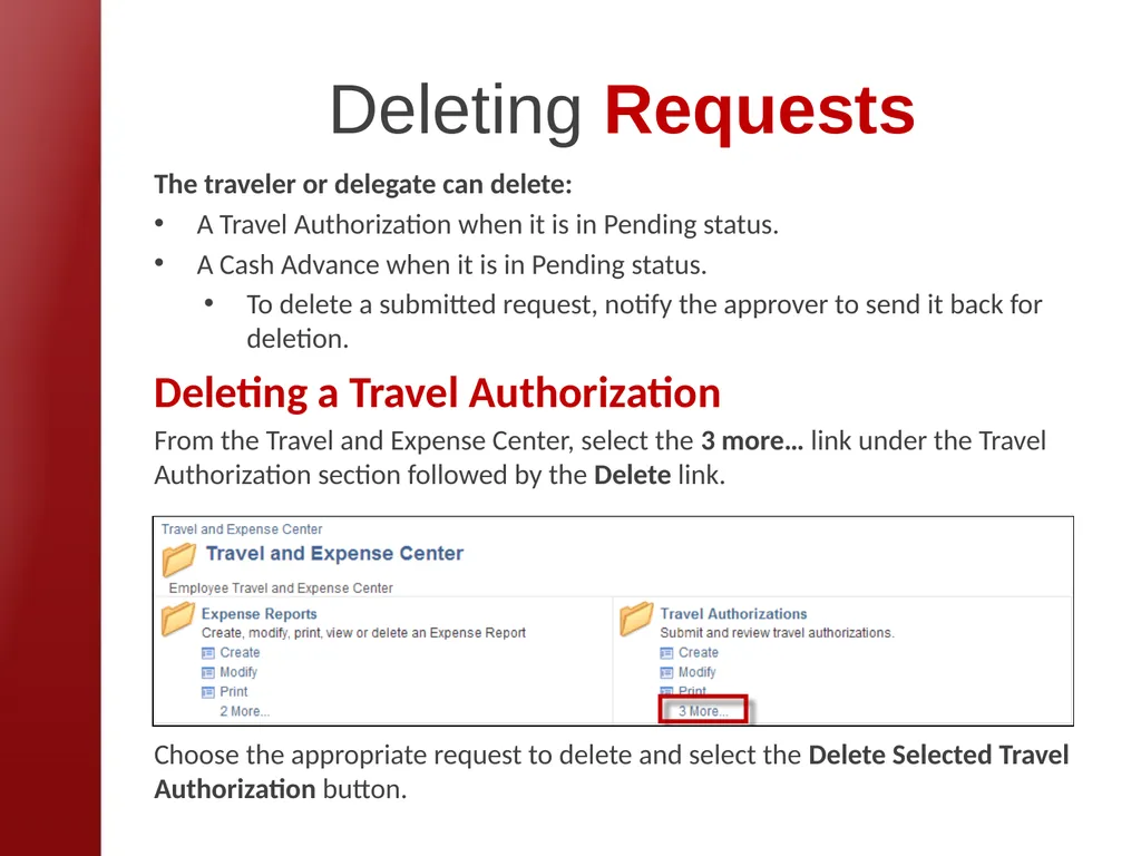 eTravel Authorization / Reimbursement Overview - slide 18 of 27