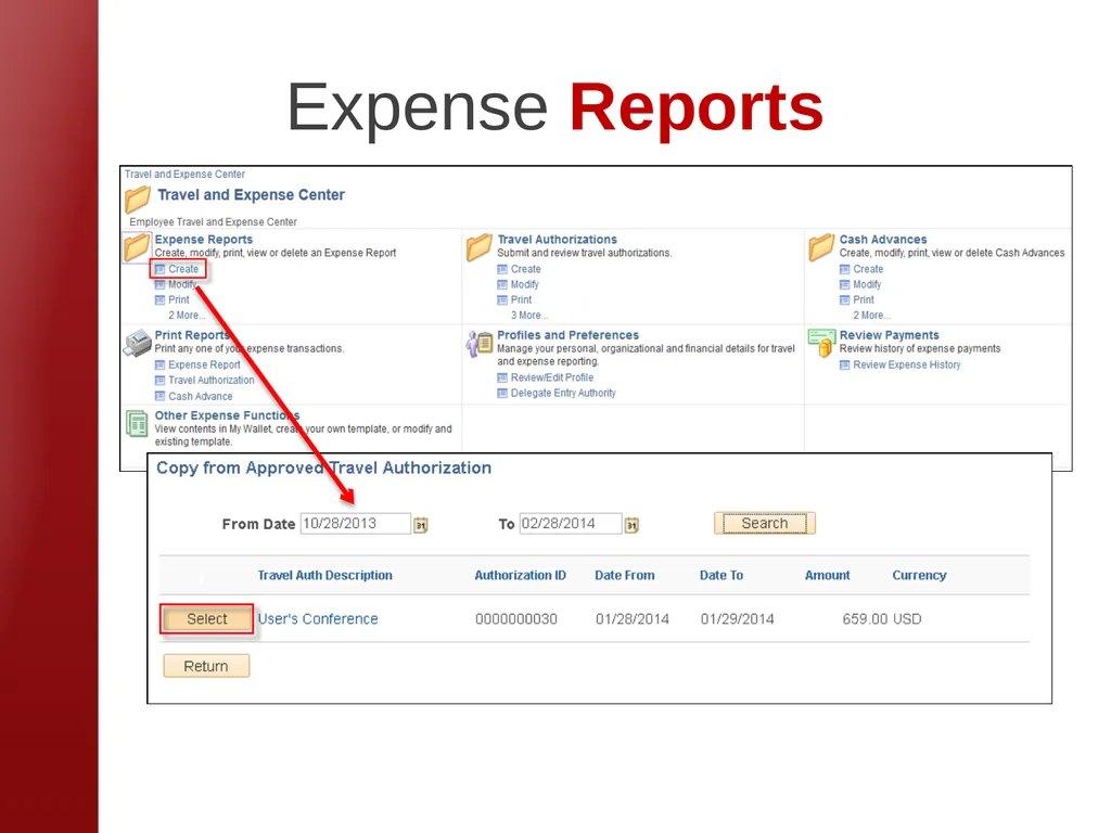 eTravel Authorization / Reimbursement Overview - slide 20 of 27