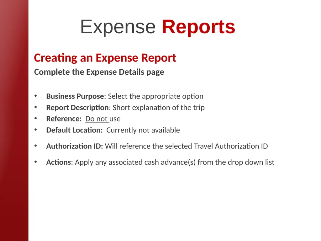 eTravel Authorization / Reimbursement Overview - slide 21 of 27
