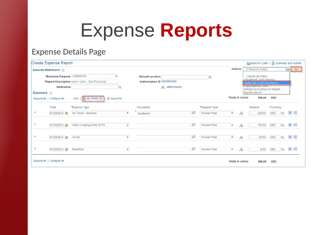 eTravel Authorization / Reimbursement Overview - slide 23 of 27