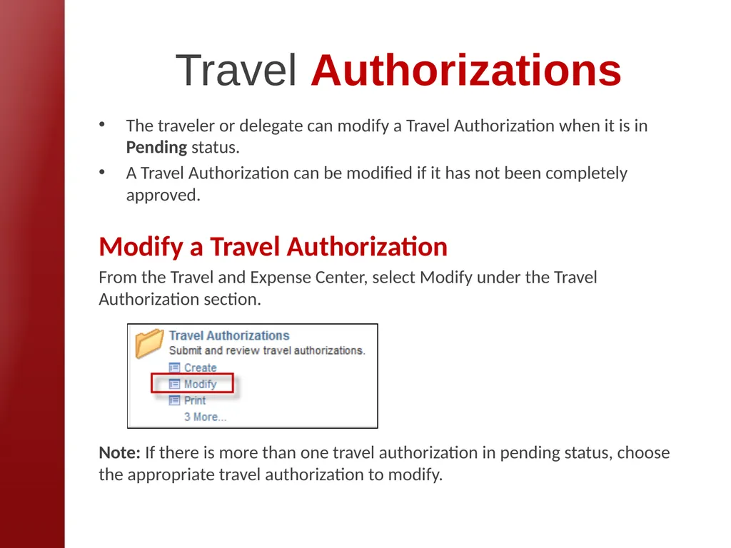 eTravel Authorization / Reimbursement Overview - slide 10 of 27