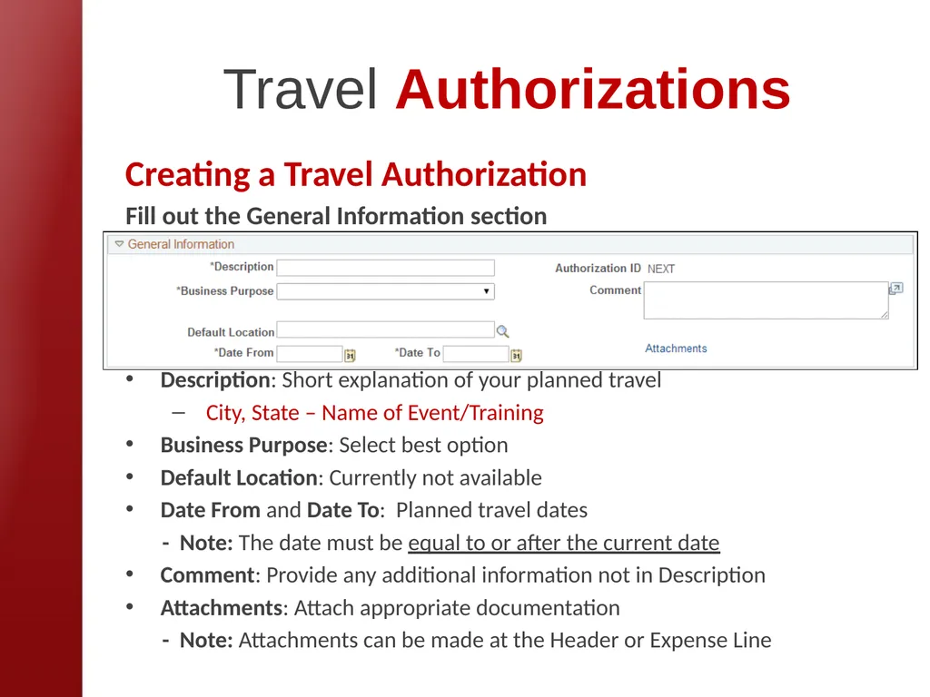 eTravel Authorization / Reimbursement Overview - slide 5 of 27