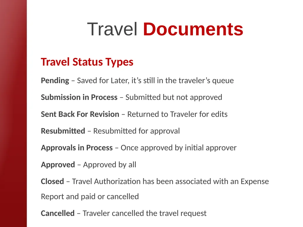 eTravel Authorization / Reimbursement Overview - slide 15 of 27