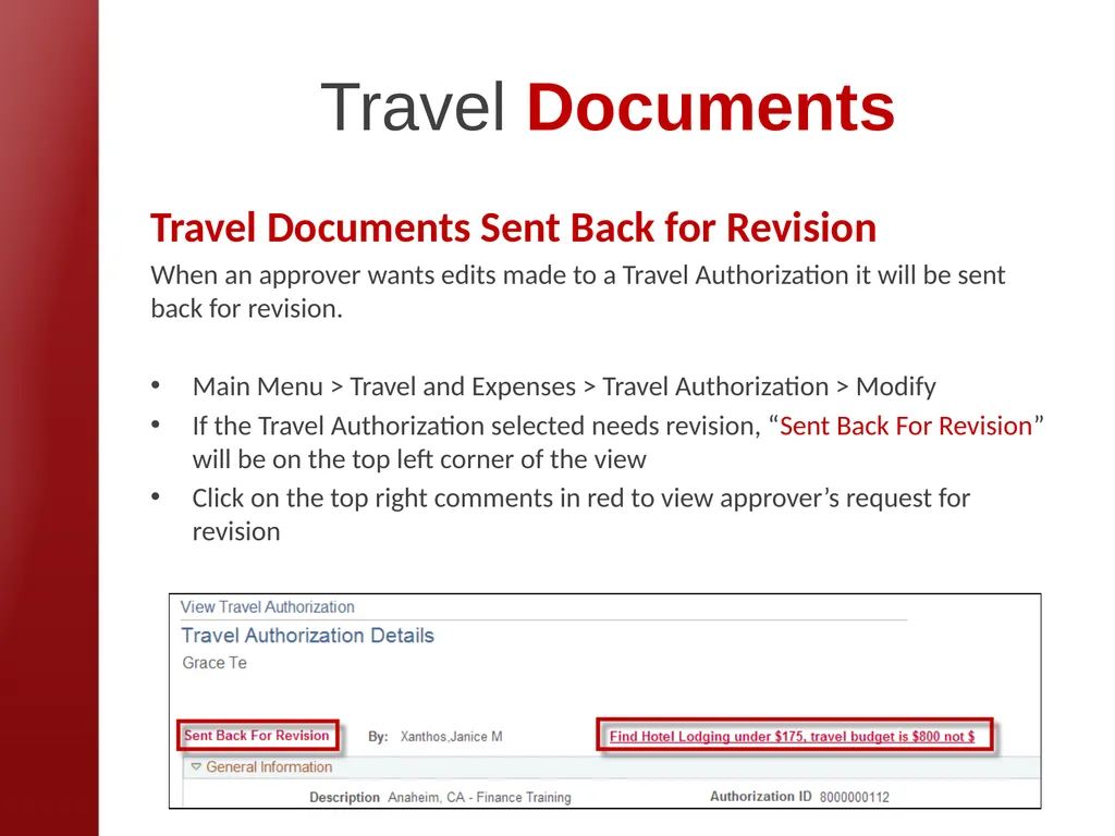 eTravel Authorization / Reimbursement Overview - slide 16 of 27