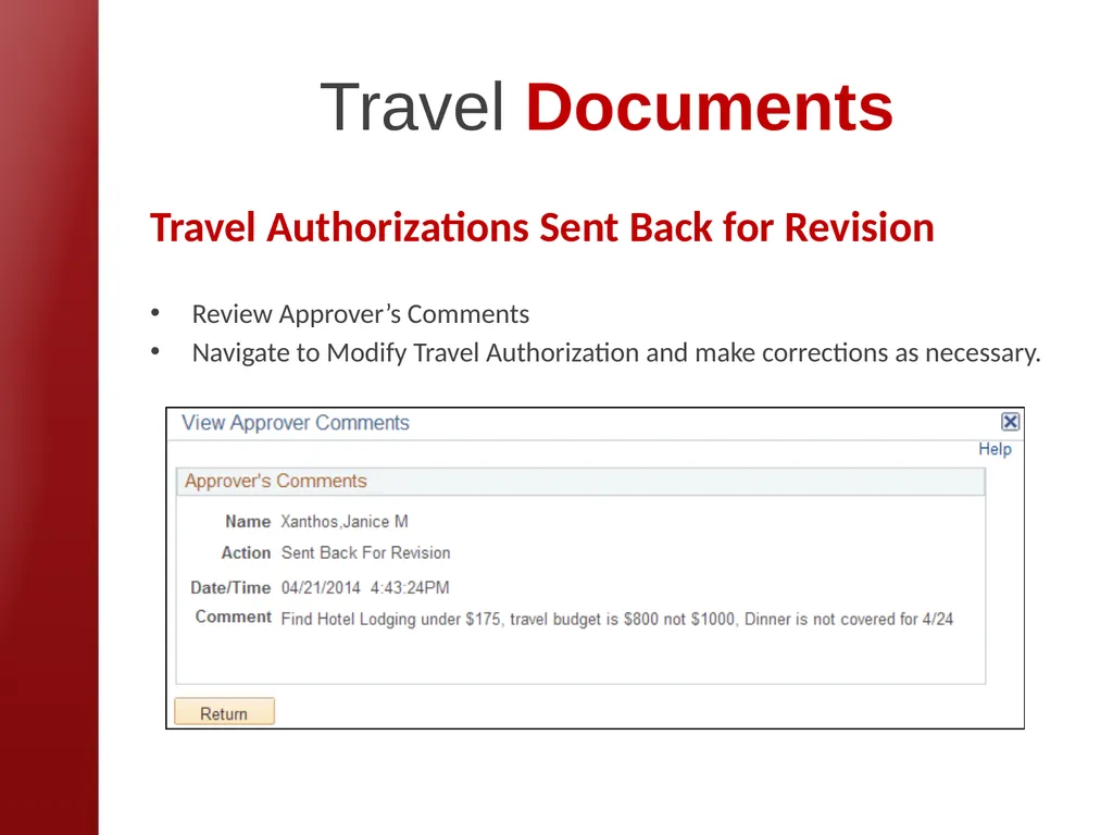 eTravel Authorization / Reimbursement Overview - slide 17 of 27