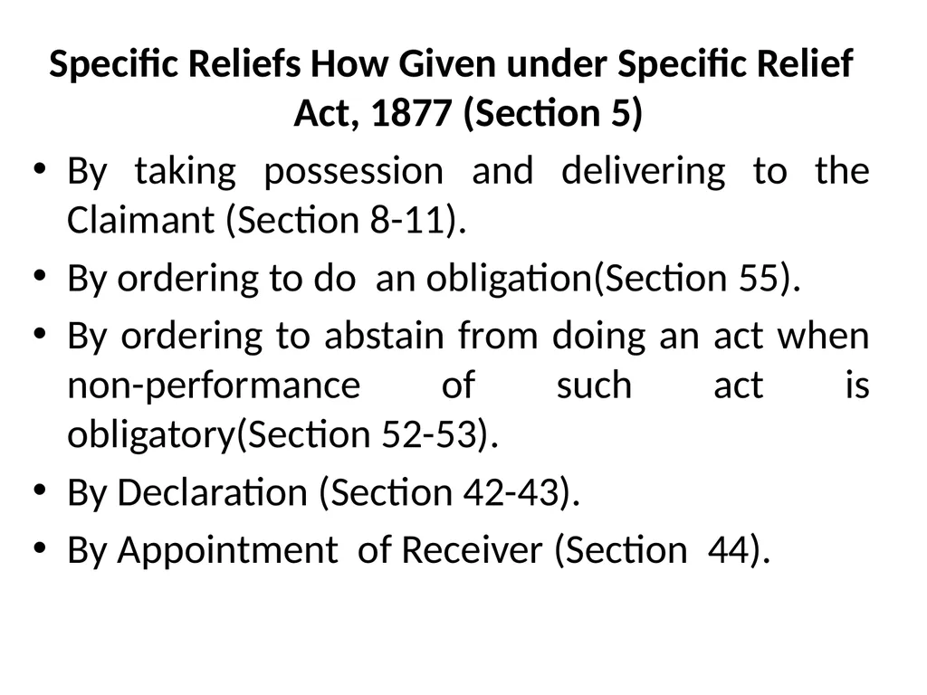 How specific Reliefs are Given under Specific - slide 5 of 32