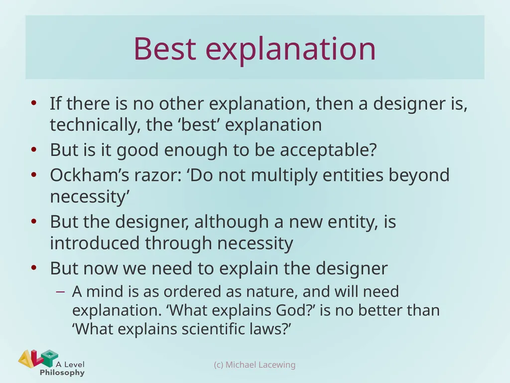 Swinburne’s design argument Michael Lacewing - slide 13 of 16