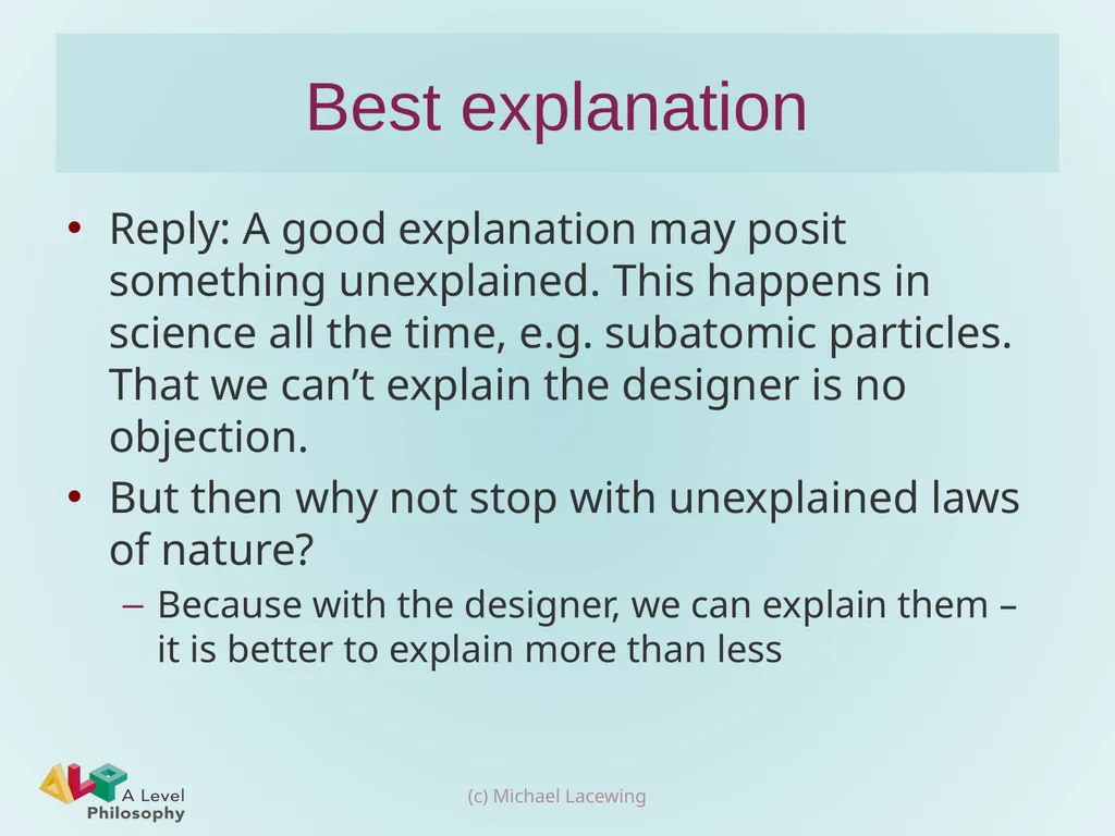 Swinburne’s design argument Michael Lacewing - slide 14 of 16