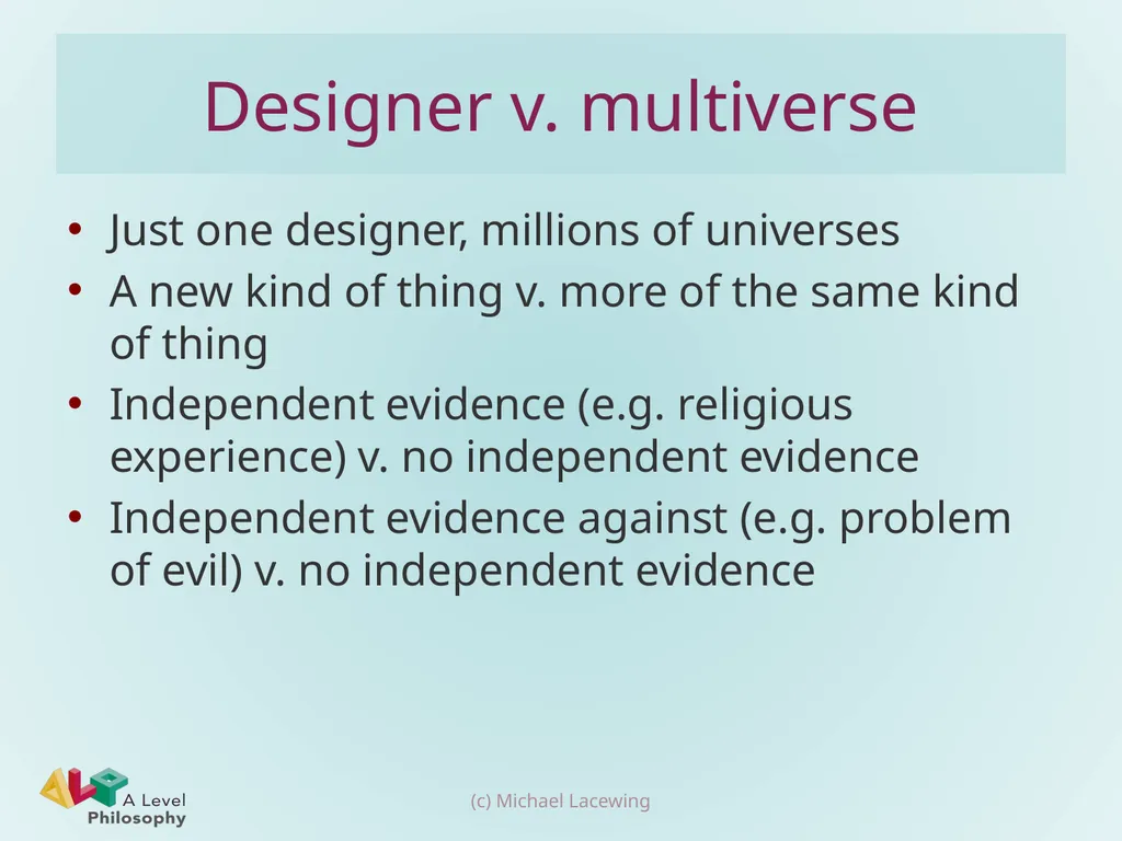Swinburne’s design argument Michael Lacewing - slide 16 of 16