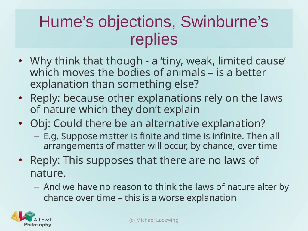 Swinburne’s design argument Michael Lacewing - slide 10 of 16