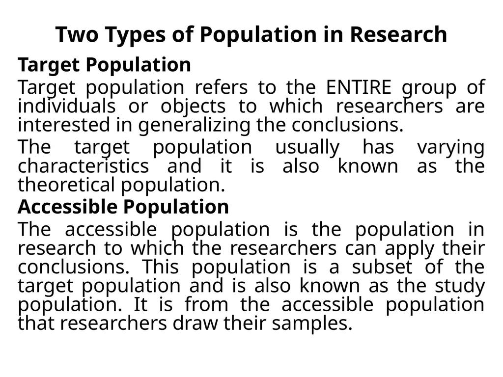 Population in Research MA FINAL YEAR SOCIAL WORK - slide 4 of 5