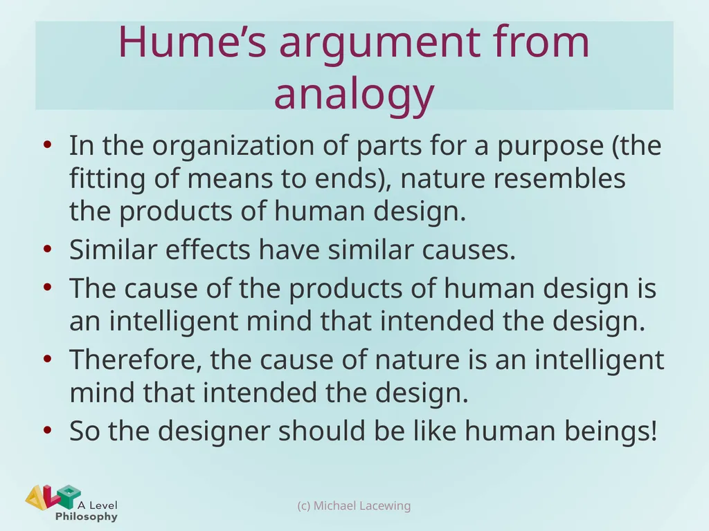 The argument from design: God Michael Lacewing - slide 4 of 9