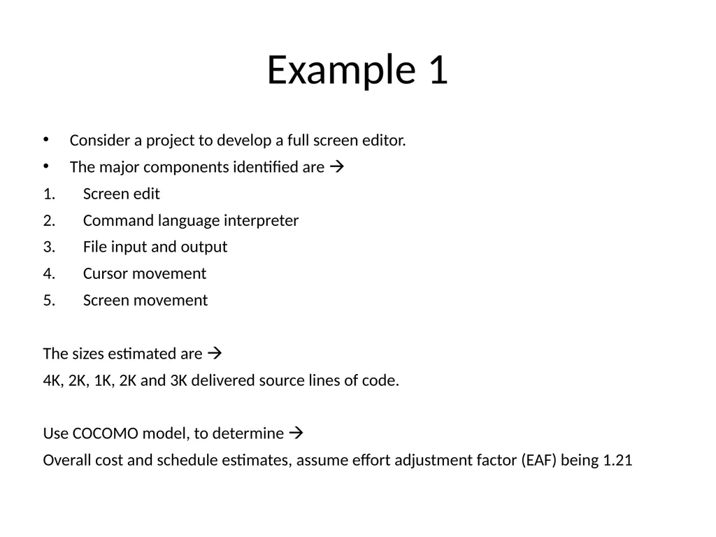 Detailed COCOMO Model Uses, same equations for - slide 5 of 10