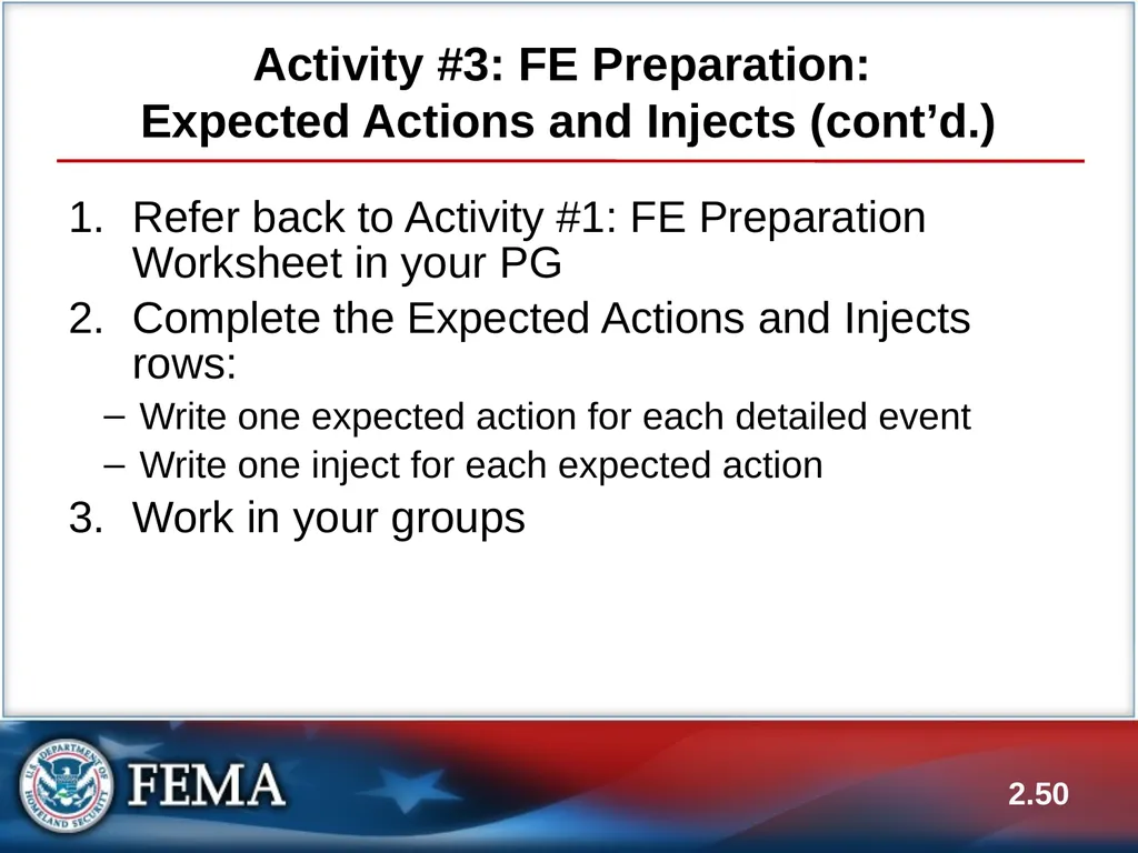 E133: OPERATIONS-BASED EXERCISE DESIGN AND - slide 50 of 71