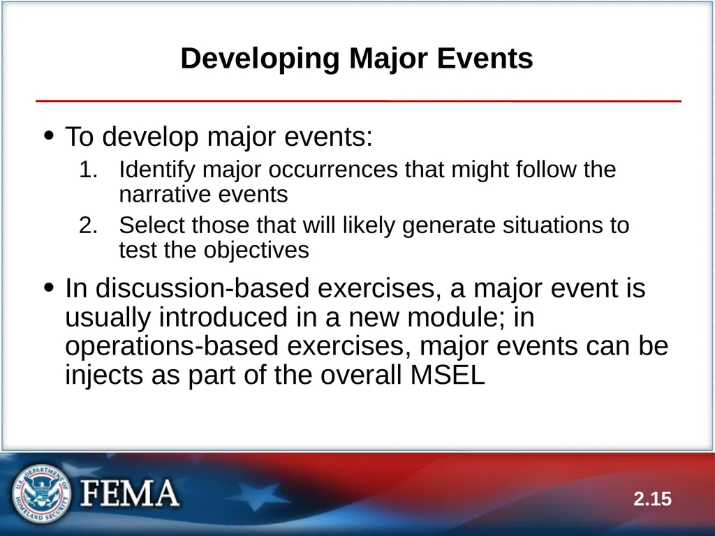 E133: OPERATIONS-BASED EXERCISE DESIGN AND - slide 15 of 71