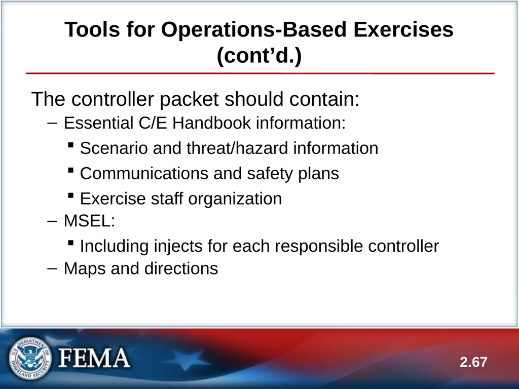E133: OPERATIONS-BASED EXERCISE DESIGN AND - slide 67 of 71