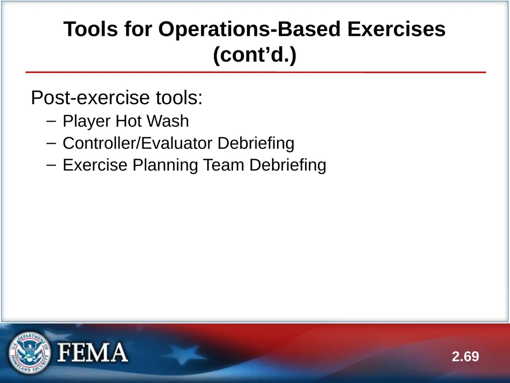 E133: OPERATIONS-BASED EXERCISE DESIGN AND - slide 69 of 71