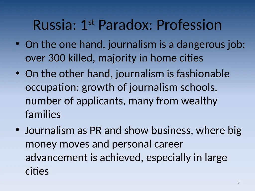Paradoxes of journalistic profession: Russia in - slide 5 of 16