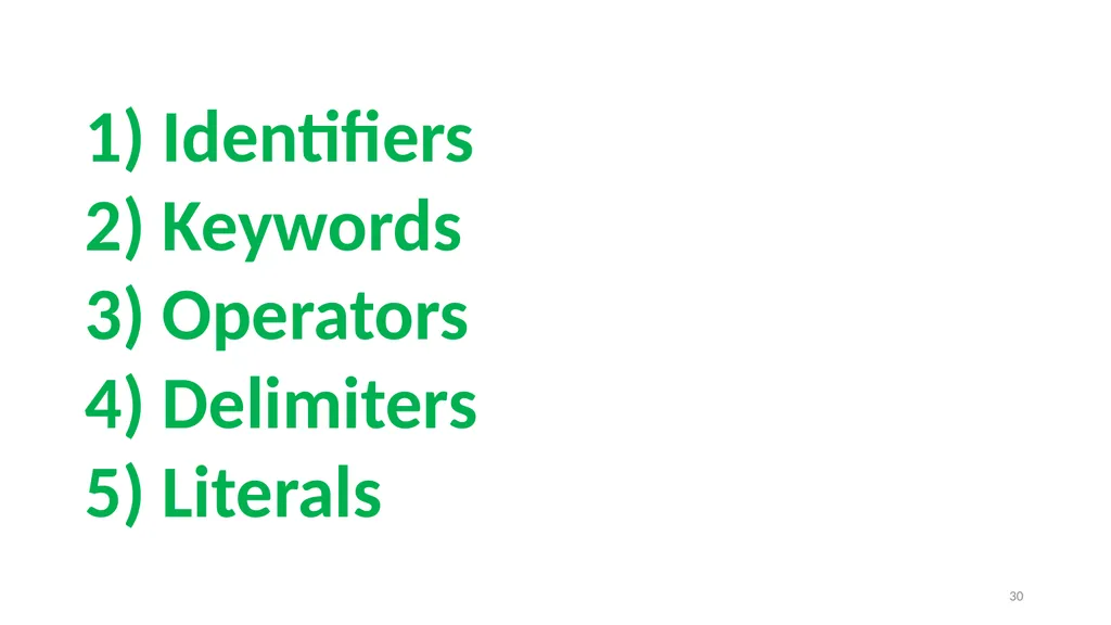 1 PROGRAMMING IN PYTHON PYTHON VARIABLES AND - slide 30 of 85