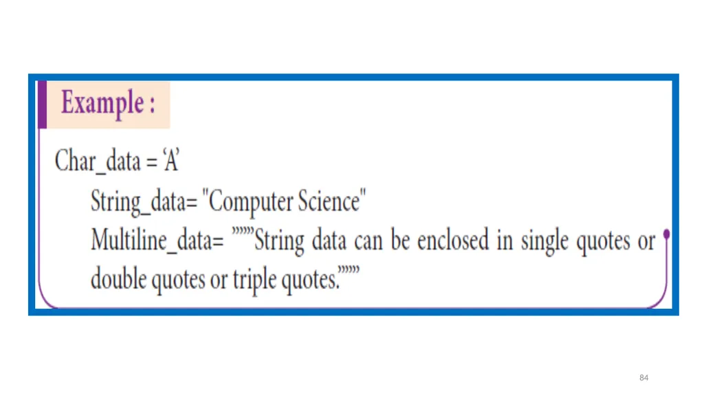 1 PROGRAMMING IN PYTHON PYTHON VARIABLES AND - slide 84 of 85