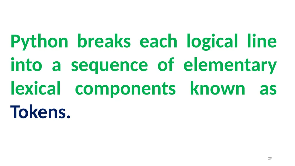 1 PROGRAMMING IN PYTHON PYTHON VARIABLES AND - slide 29 of 85