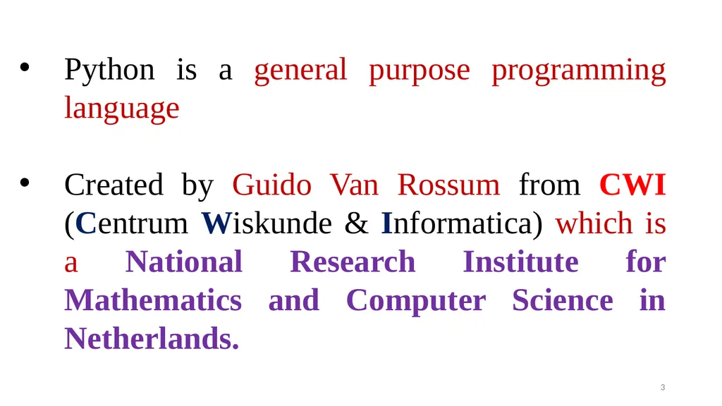 1 PROGRAMMING IN PYTHON PYTHON VARIABLES AND - slide 3 of 85