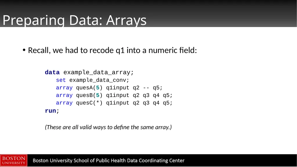 Data Manipulation in SAS CTSI BERD Core Seminar - slide 18 of 42