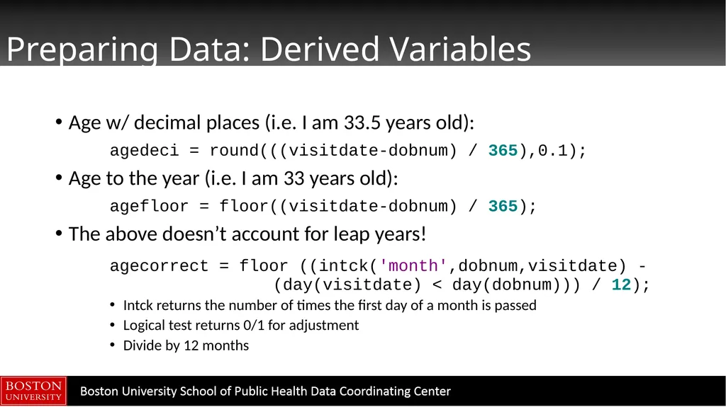 Data Manipulation in SAS CTSI BERD Core Seminar - slide 24 of 42
