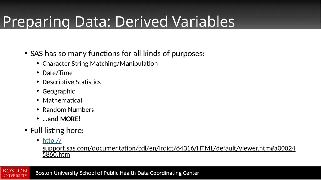 Data Manipulation in SAS CTSI BERD Core Seminar - slide 25 of 42