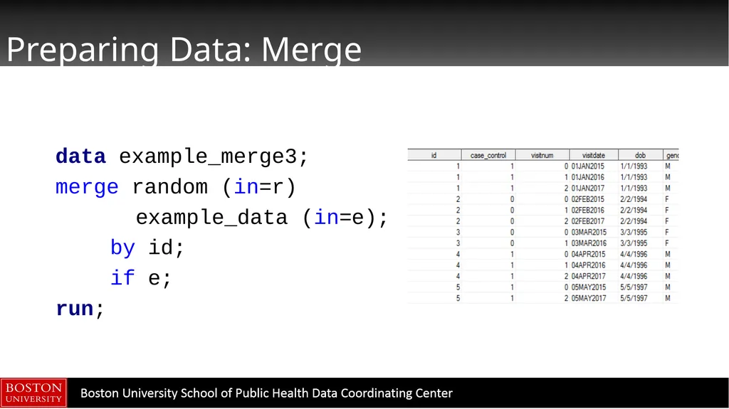 Data Manipulation in SAS CTSI BERD Core Seminar - slide 28 of 42