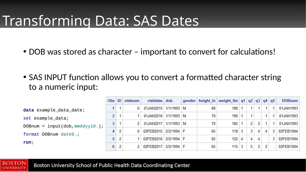 Data Manipulation in SAS CTSI BERD Core Seminar - slide 14 of 42